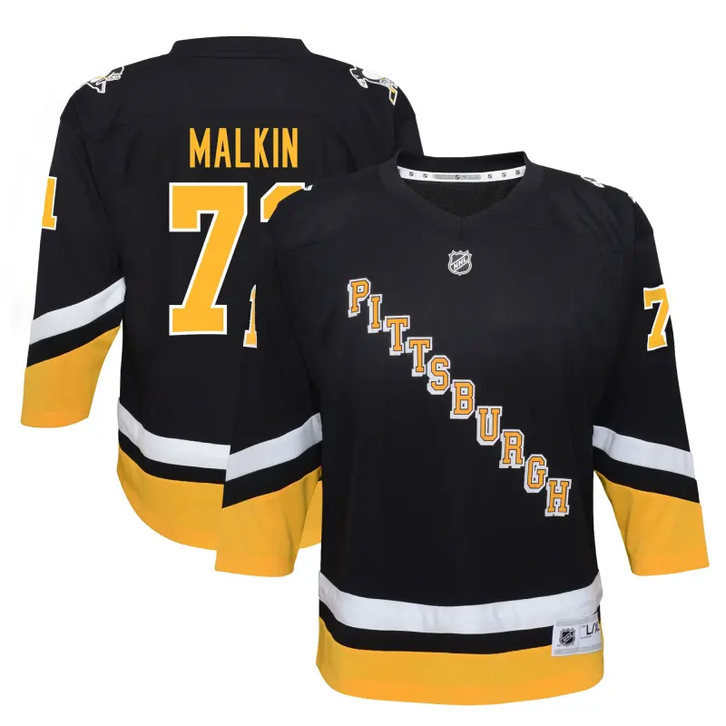 youth evgeni malkin black pittsburgh penguins 202122 alternate replica player jersey